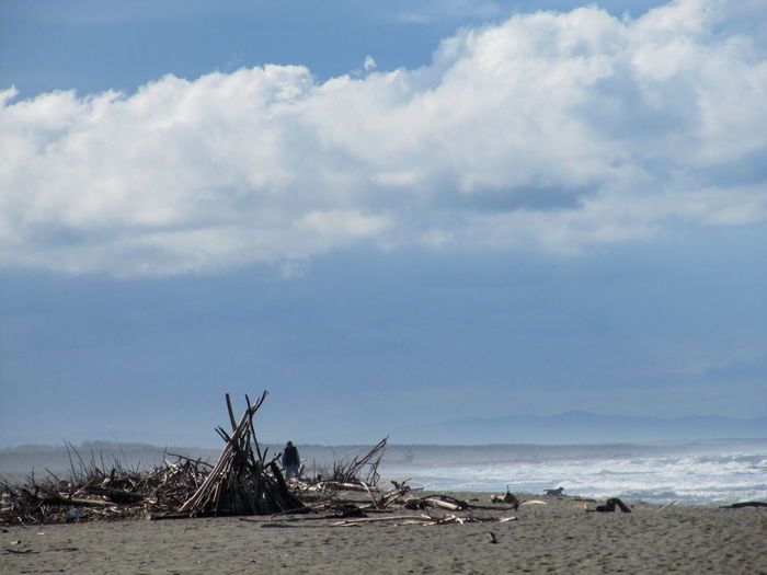 Scenic view of sea against cloudy sky
