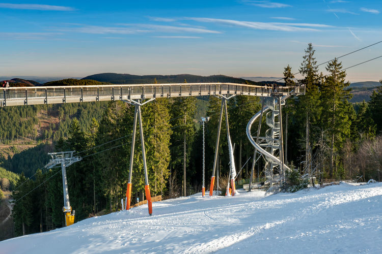 In winterberg in the area of kappe is the panoramic bridge for pedestrians. magnificent view