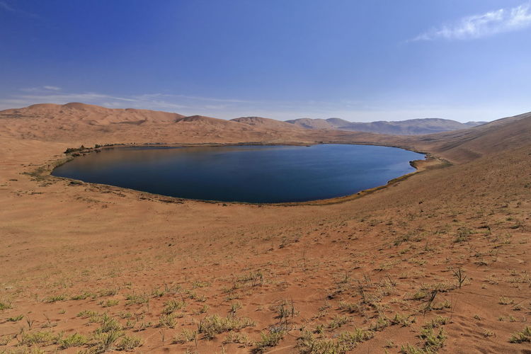 1197 full view nuoertu lake -biggest in the badain jaran desert-seen from its western megadune-china