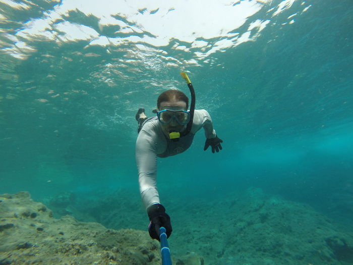 Portrait of man swimming undersea