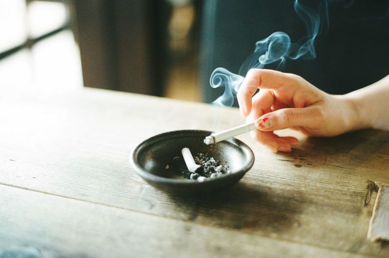 Woman smoking cigarette