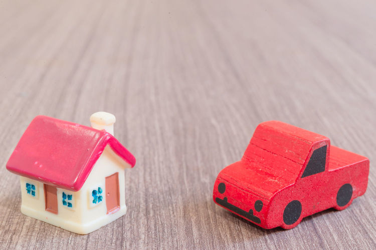 High angle view of toy on table