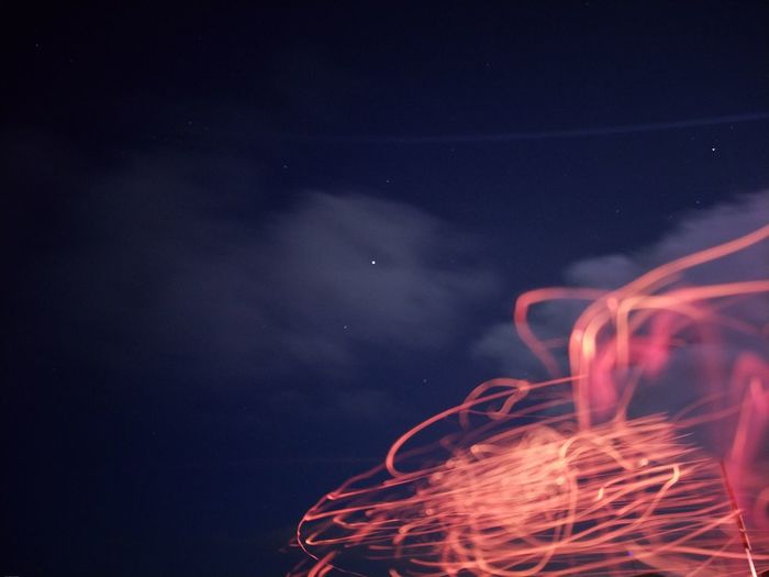 Blurred motion of illuminated light against sky at night