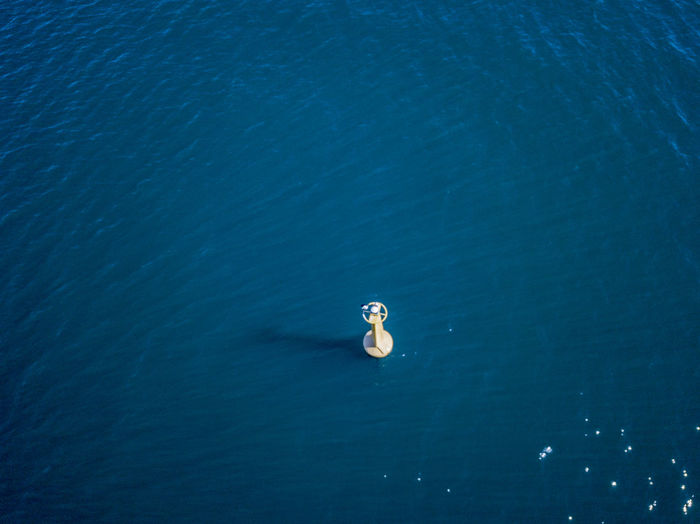 Aerial view of beacon in sea