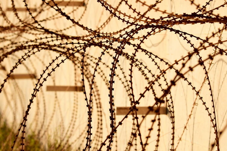 Security metal wire on a protection wall