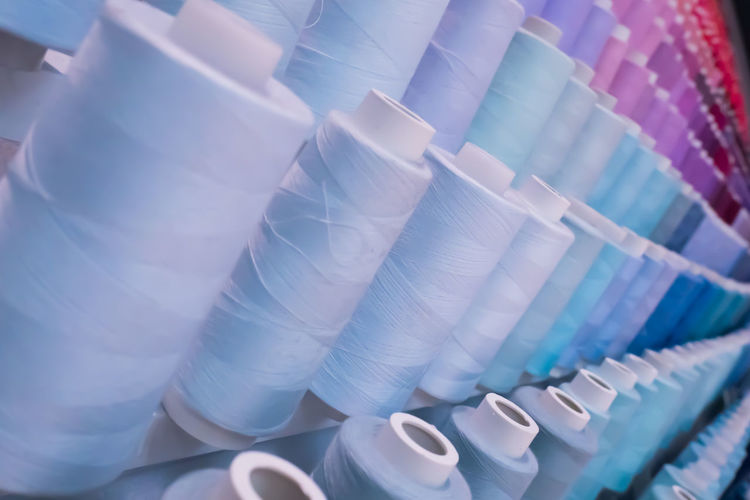 Full frame shot of multi colored thread spools