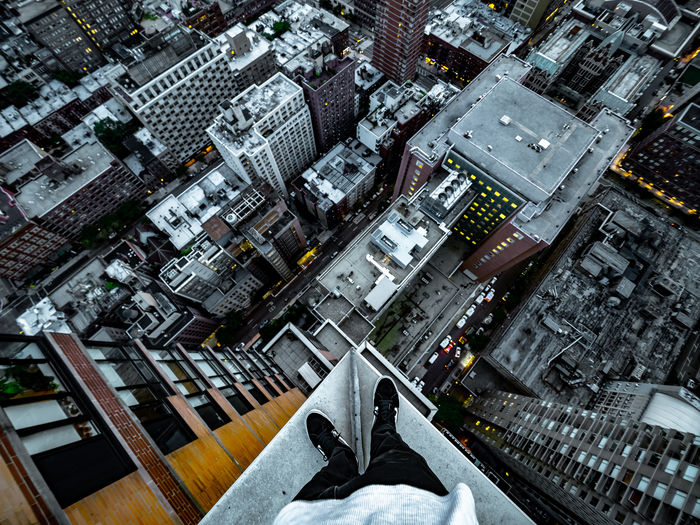 High angle view of buildings in new york city 