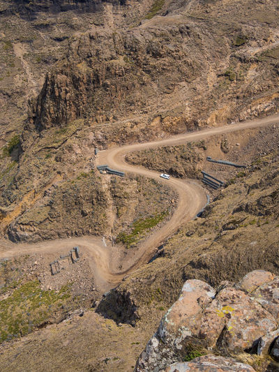 High angle view of road on mountain