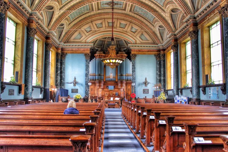 Interior of united reformed church in saltaire