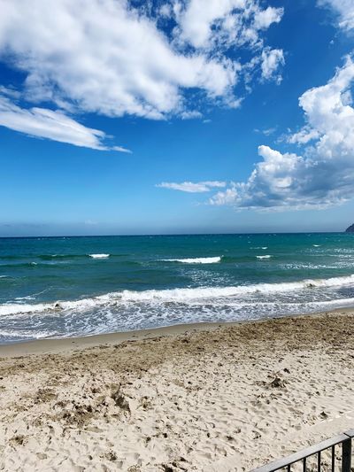 Scenic view of beach against sky