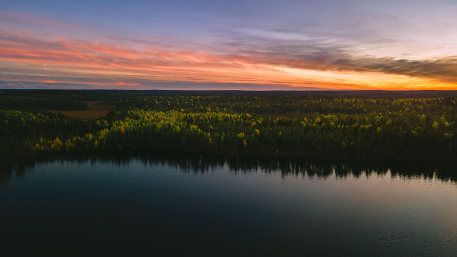 Scenic view of field against sky during sunset
