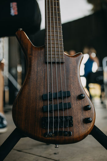 Wooden bass guitar