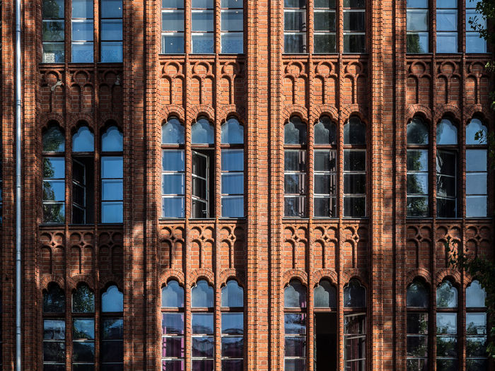 Full frame shot of historic red brick building