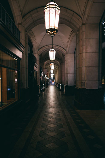 View of illuminated corridor