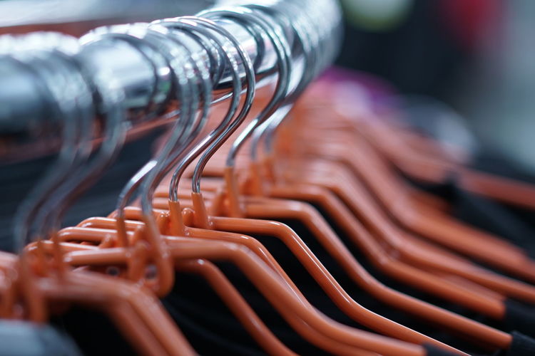 Close-up of clothes hangers