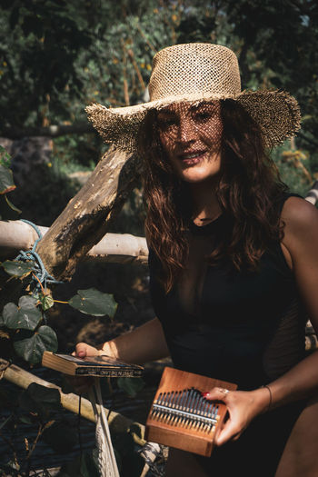 Portrait of woman wearing hat