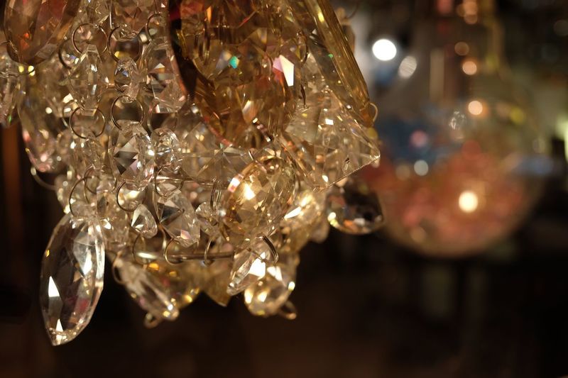 Close-up of illuminated chandelier