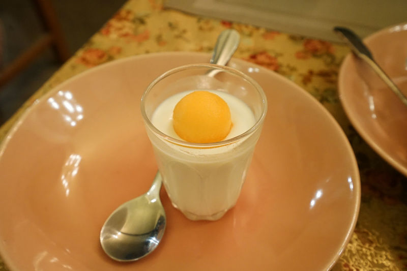Close up thai dessert made of ice cream and egg yolk