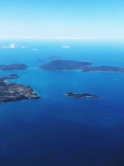 Aerial view of sea and blue sky
