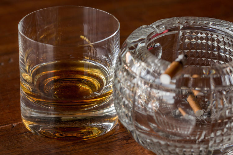 Close-up of beer in glass