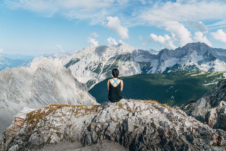 Adult Adults Only Adventure Beauty Beauty In Nature Day Glacier Hiking Landscape Looking At View Mid Adult Mountain Mountain Peak Mountain Range Nature One Person One Woman Only Only Women Outdoors People Portrait Rock - Object Sky Snow Lost In The Landscape The Great Outdoors - 2018 EyeEm Awards The Traveler - 2018 EyeEm Awards