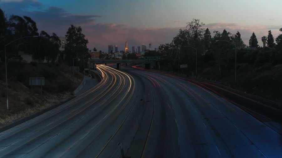 View of highway at sunset