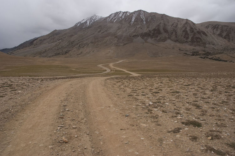 Surface level of dirt road in desert
