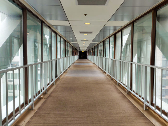Empty elevated walkway in building