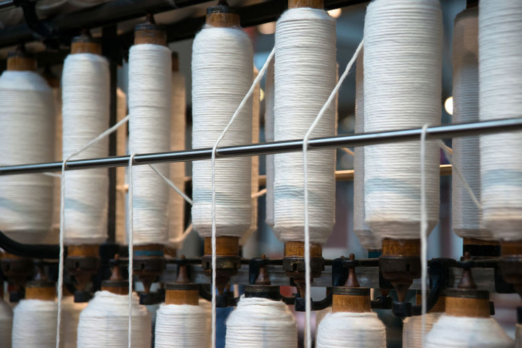Cotton thread making at textile industry