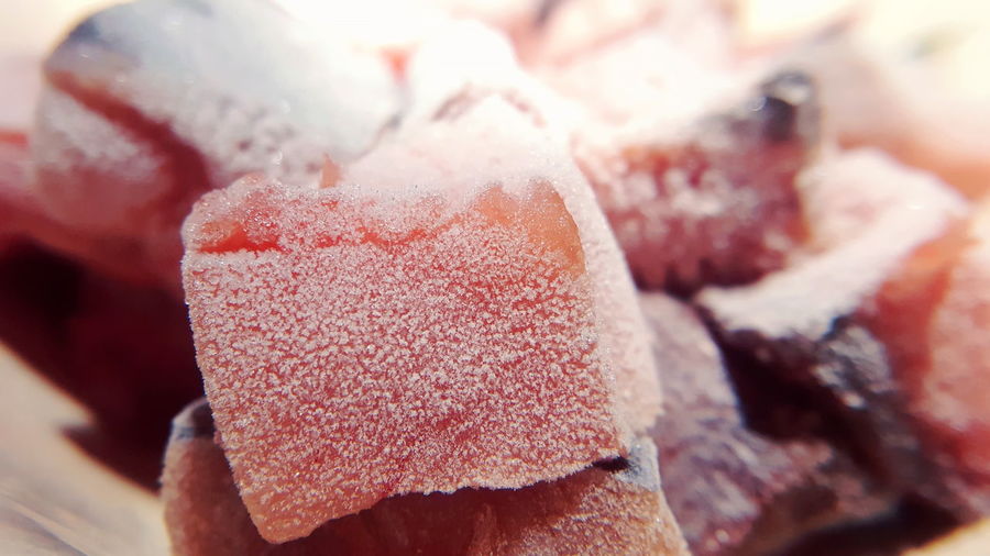Close-up of iced frozen raw fish 