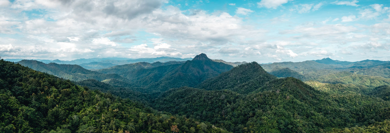 Panoramic view of mountains against sky