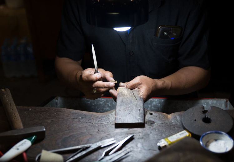 Man working on table