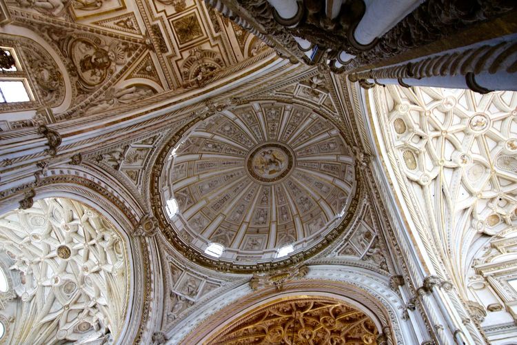 Low angle view of cordoba cathedral ceiling