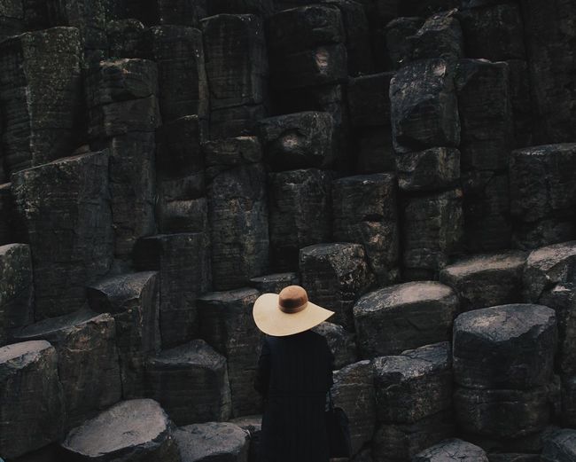 Woman at rock formations