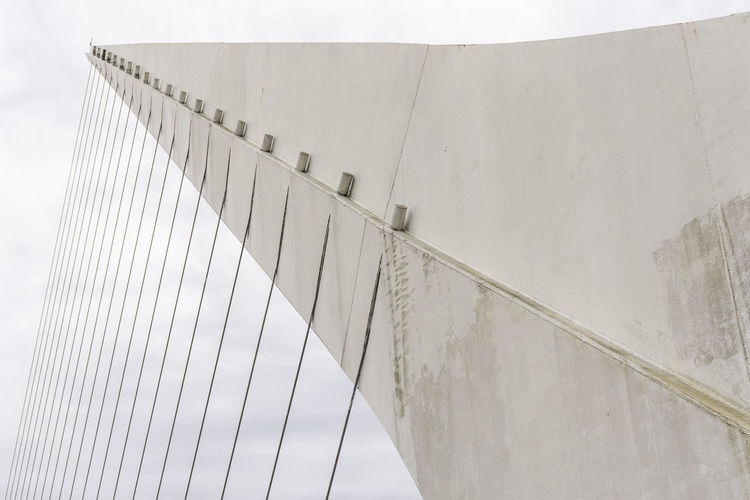Detail of modern bridge with steel cables in puerto madero
