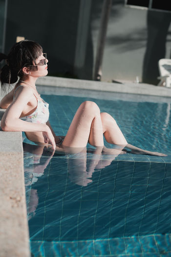 Woman in swimming pool