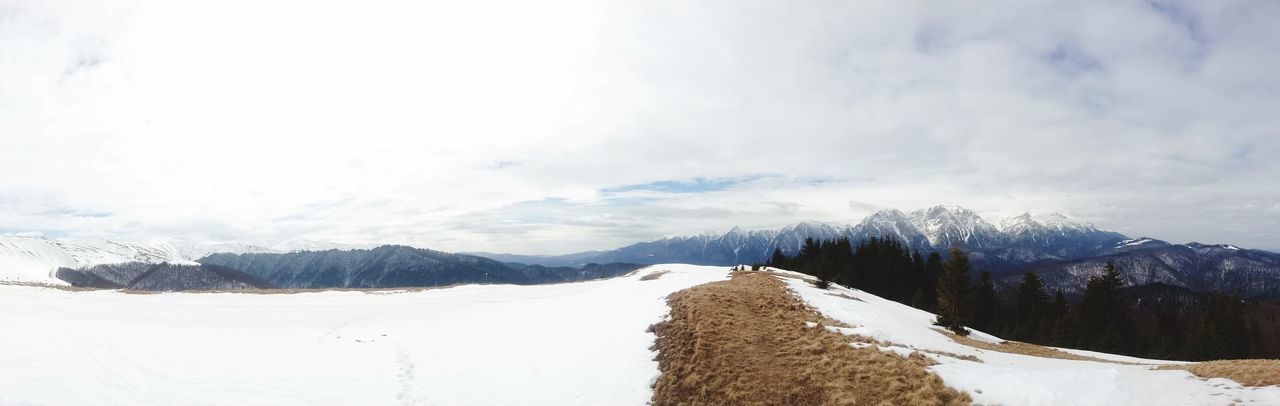 Panoramic view of landscape against sky during winter