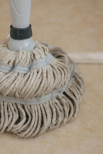 High angle view of mop on floor