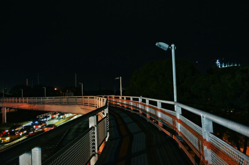 View of elevated road at night