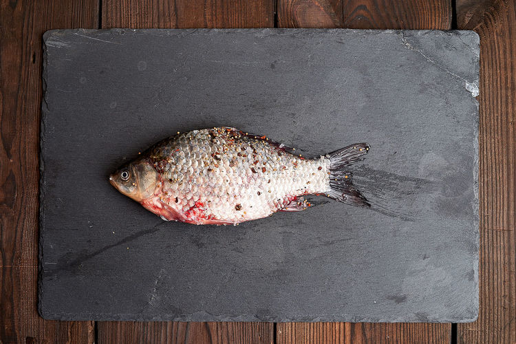 Directly above shot of fish on table
