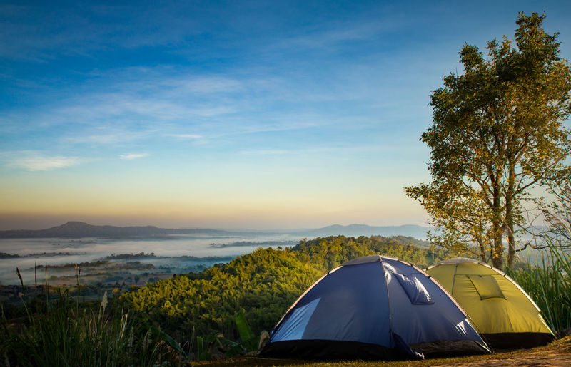 Scenic view of mountains against sky during sunset