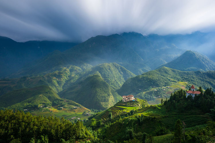 Scenic view of mountains against sky