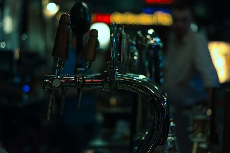 Close-up of beer tap