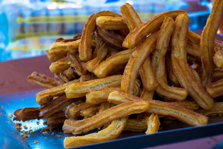 Close-up of churro for sale in market