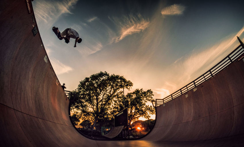 Greg nowick skating southsea vert tamp during golden hour in southsea, portsmouth 