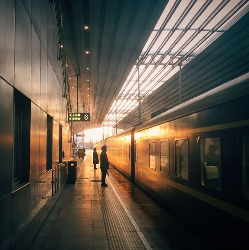Train on railroad station platform