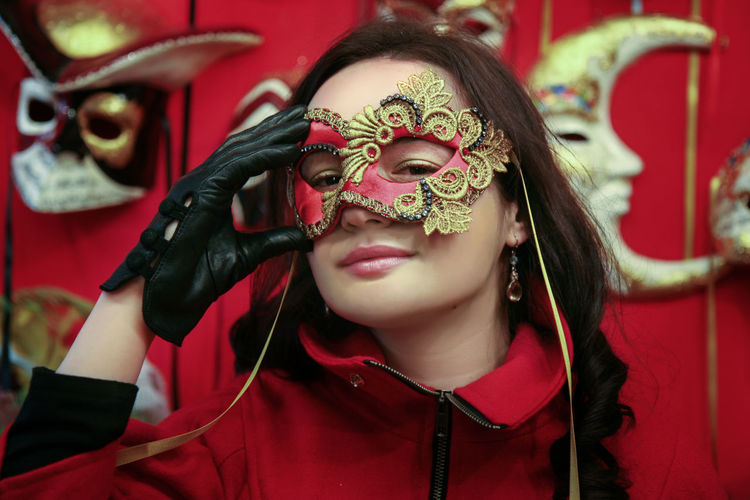 Close-up of woman wearing mask
