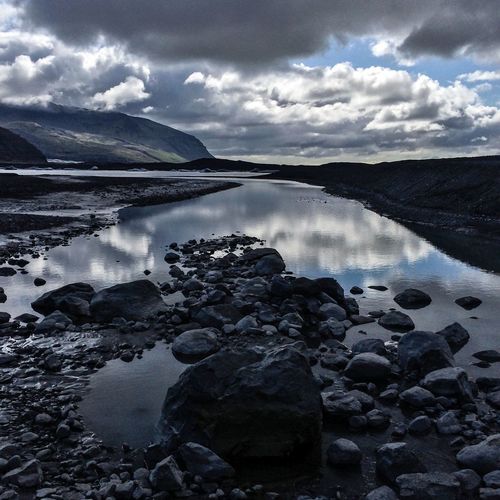 Scenic view of lake against sky