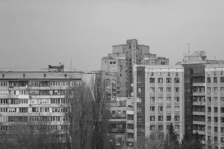 Buildings in kiev against clear sky