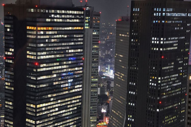 Tokyo japan skylines and skyscrapers buildings, aerial view, around shinjuku ward. asia.